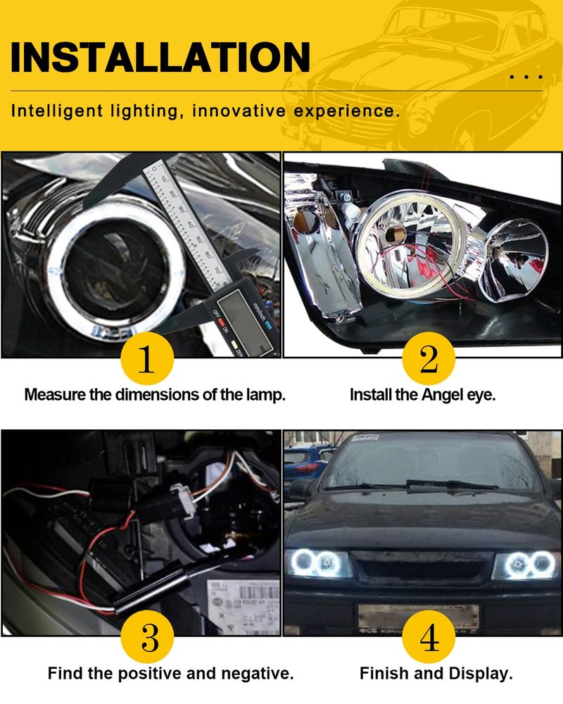 Qasim 1-Pair Super White 100MM 72SMD COB LED Halo Ring Angel Eyes with lampshade Cover Led DRL Fog Light 12V 24V - Image 4